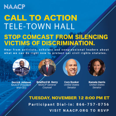 NAACP to Host Tele Town Hall featuring Sen. Cory Booker and Sen. Kamala Harris on Comcast attack on Civil Rights.